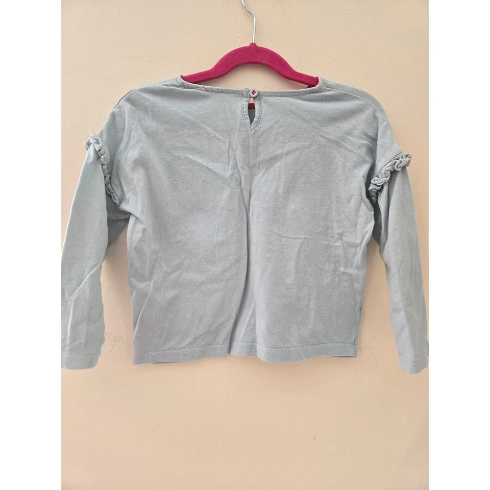 Mini Boden Girls Blue Fairy Mushroom Embroidered Long Sleeve Top 3-4Y 104cm